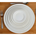 Haonai white & round dinner plate ceramic flat plate porcelain serving plate set dishwasher safe